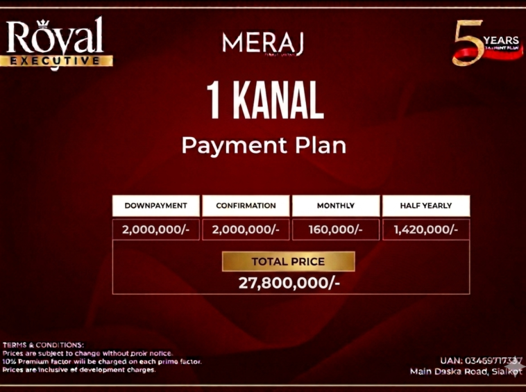 1 Kanal plot for sale in meraj housing sialkot