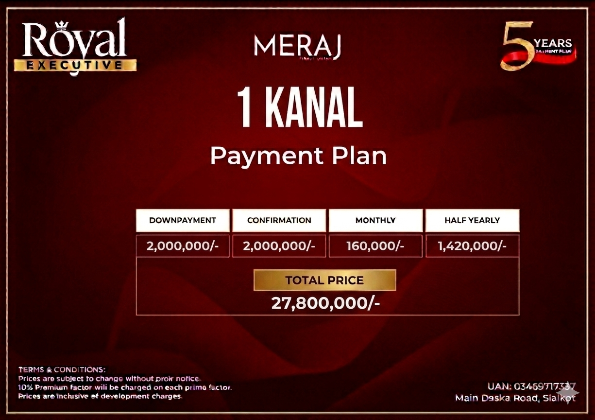 1 Kanal plot for sale in meraj housing sialkot