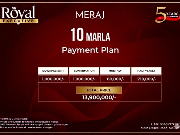 10 marla plot on installment in daska meraj housing