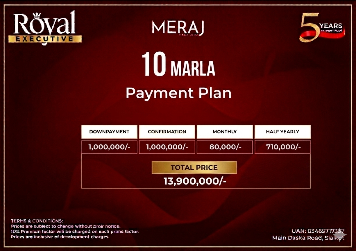 10 marla plot on installment in daska meraj housing