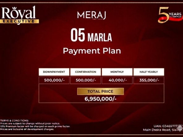 Meraj housing sialkot installment plan 5 marla